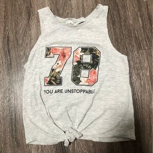H&M Kids "You Are Unstoppable" Floral Graphic Tank Top - Gray, US 10-12Y